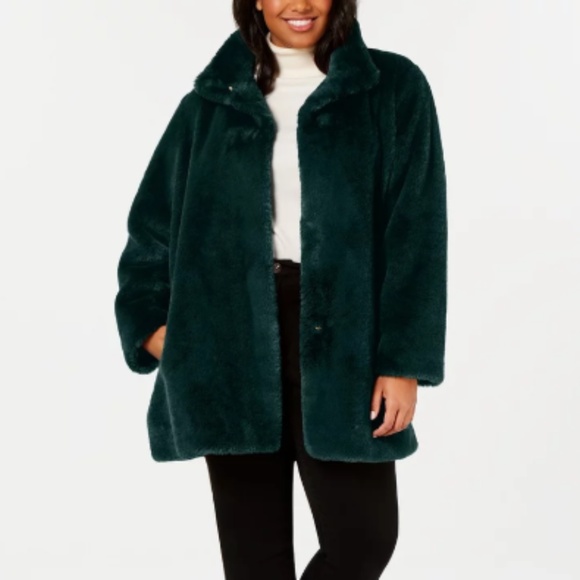 Calvin Klein Green Faux Fur Coat 